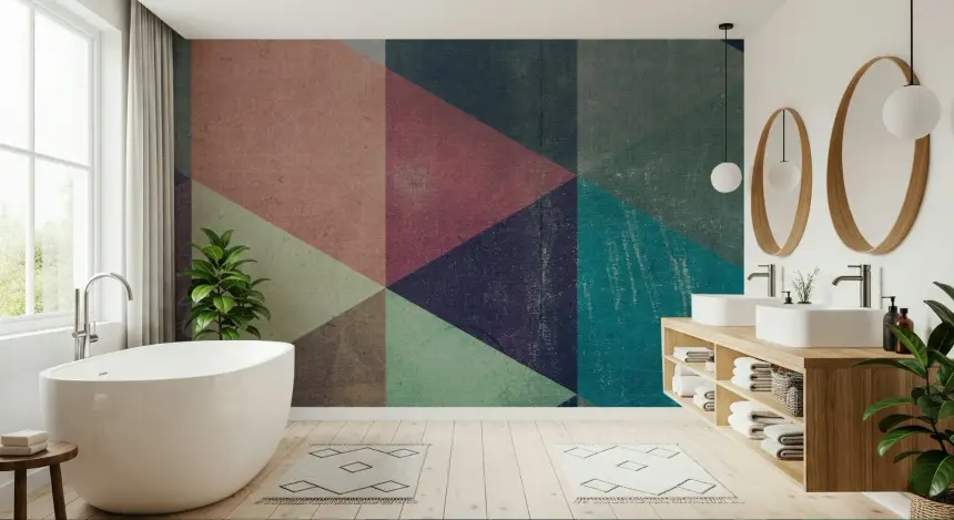 Retro Triangle Fusion Wall Mural -2226223