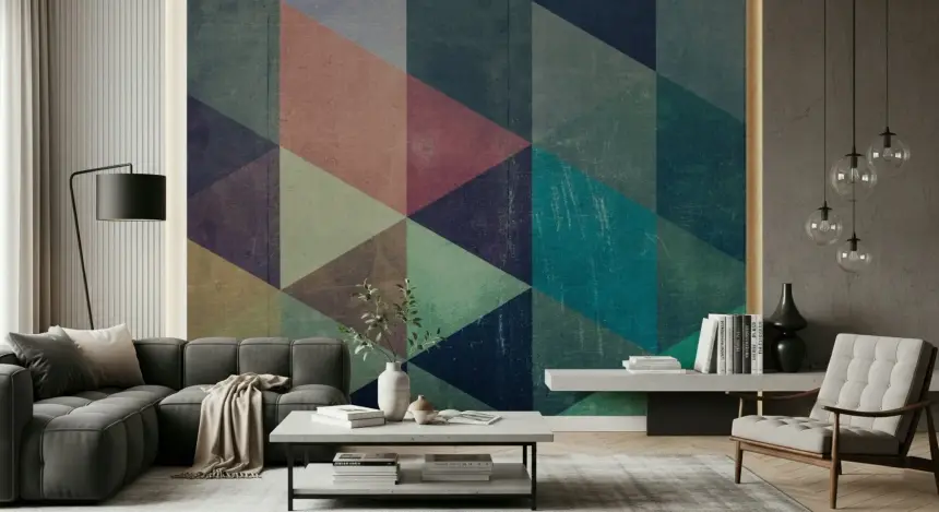Retro Triangle Fusion Wall Mural -2226223