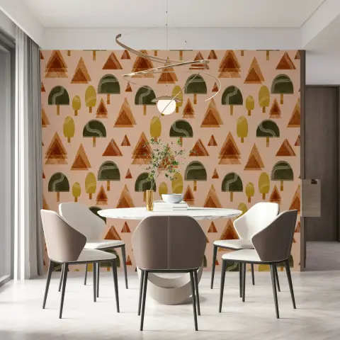 Blush Woodland Abstract Trees Wallpaper