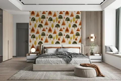 Abstract Geometric Woodland Trees Wallpaper