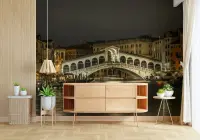 Venice Rialto Bridge Night Cityscape Wall Mural