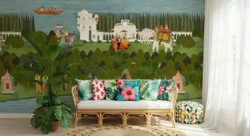 Regal Indian Palace Lake and Sacred Forest Ramayana Mural