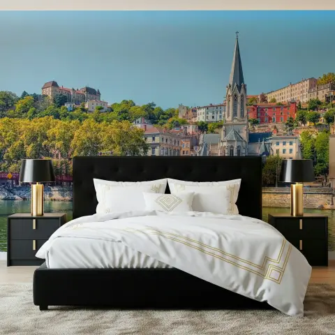 European Hillside Cityscape Wall Mural