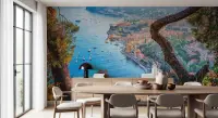 Mediterranean Coastal Town Scenic Wall Mural