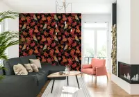 Autumnal Robins and Maple Foliage Wallpaper