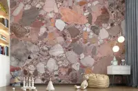 Modern Rose Terrazzo Stone Pattern Wall Mural