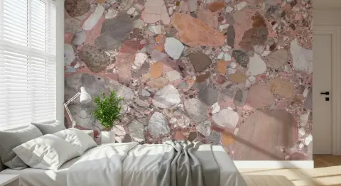 Modern Rose Terrazzo Stone Pattern Wall Mural