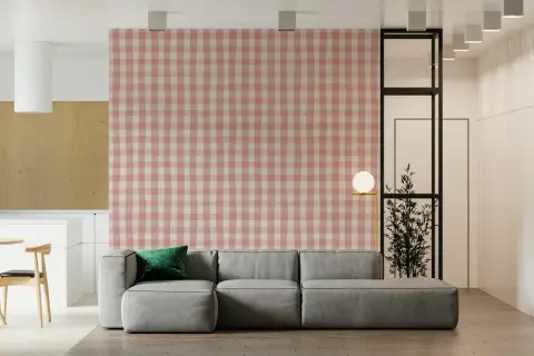 Rose Pink Gingham Pattern Wallpaper