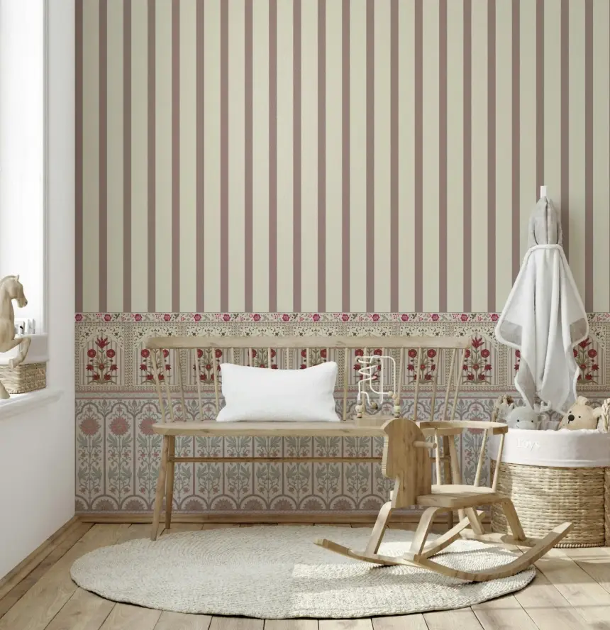 Royal Stripe Blooms Wall Mural