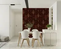 Opulent Ruby Art Deco Geometric Wallpaper