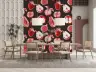 Vibrant Red Fruit Sketch Pattern Wall Mural 1