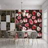 Vibrant Red Fruit Sketch Pattern Wall Mural 4