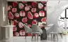 Vibrant Red Fruit Sketch Pattern Wall Mural 5
