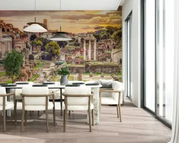 Colosseum Roman Forum Golden Hour Vista Wallpaper Mural