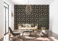 Dark Floral Leaf and Blossom Wallpaper