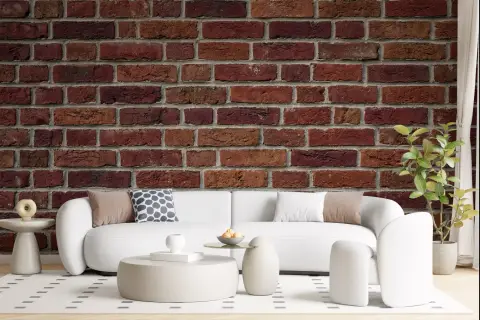 Authentic Rustic Red Brick Wall Texture Wallpaper