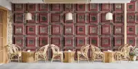 Vintage Distressed Red Wooden Panel Wallpaper