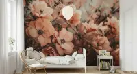Soft Peach Floral Wall Mural