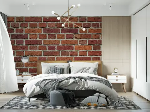 Rustic Red Brick Wall Mural for Modern Interiors