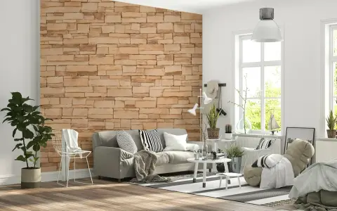 Rustic Stacked Stone Effect Wall Mural