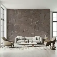 Irregular Brown Grey Fieldstone Wall Mural