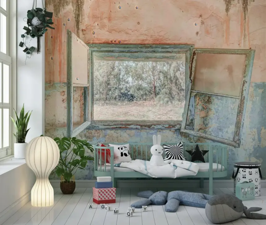 Rustic Window Wall Mural