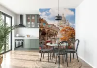 Parisian Carousel and Sacré-Cœur Basilica Wall Mural