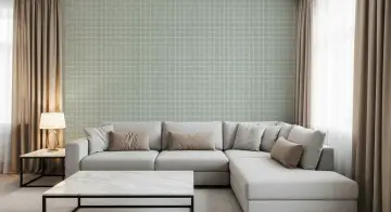 Soft Sage Green Artisanal Square Grid Wallpaper