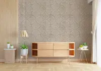 Contemporary Beige Fan Motif Textured Wallpaper
