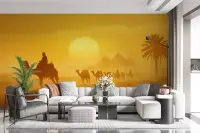 Sahara Sunset Camel Caravan Wall Mural