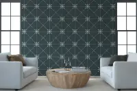 Geometric Star Motif Dark Teal Wallpaper