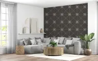 Elegant Charcoal Geometric Lattice Pattern Wallpaper