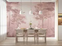 Dusty Rose Forest Landscape Wall Mural