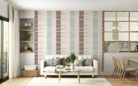 Contemporary Linear Block Pattern Wallpaper