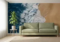Dynamic Ocean Waves and Sandy Beach Wall Mural