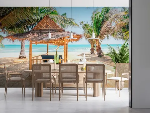 Tropical Beach Gazebo Wall Mural