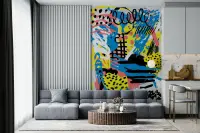 Vibrant Abstract Brushstroke Pattern Wall Mural