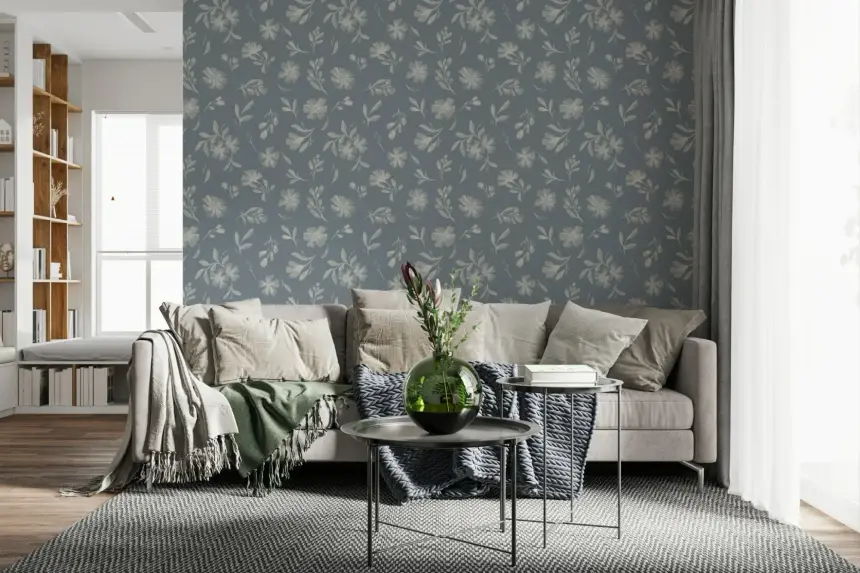 Serene Florals in Muted Grey Wallpaper