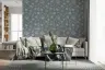 Delicate Floral Pattern Grey-Blue Wallpaper 3