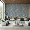 Delicate Floral Pattern Grey-Blue Wallpaper 1