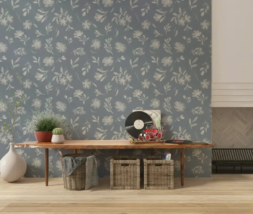 Serene Florals in Muted Grey Wallpaper