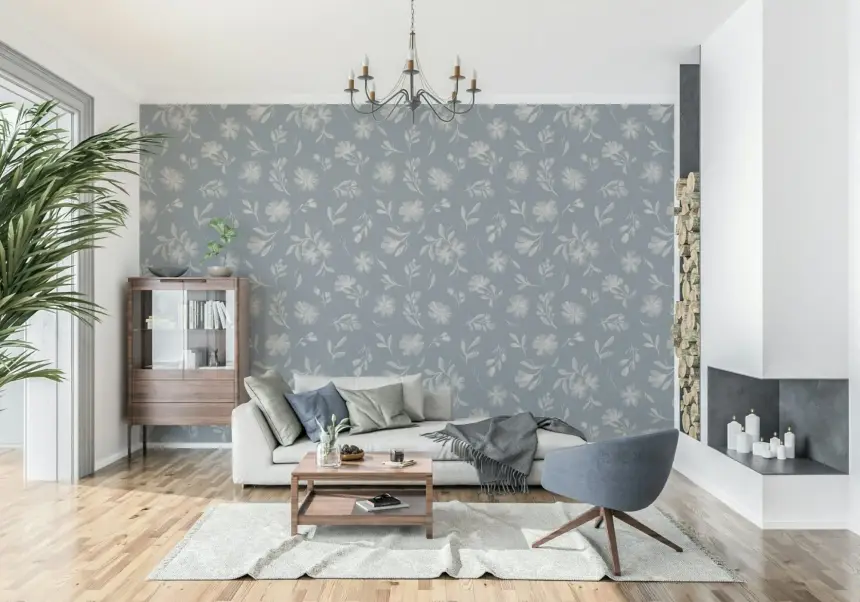 Serene Florals in Muted Grey Wallpaper