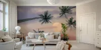 Dreamy Tropical Palm Trees and Full Moon Wall Mural