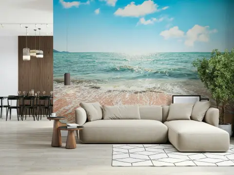Photorealistic Sunny Coastal Beach Wall Mural