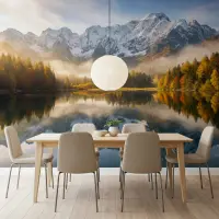 Majestic Autumn Mountain Lake Reflection Wall Mural