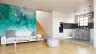 Abstract Teal Aqua Fluid Art Wall Mural 2