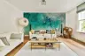 Abstract Teal Aqua Fluid Art Wall Mural 4