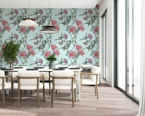 Vintage Blush Floral Botanical Wall Mural