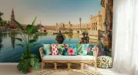 Seville Golden Plaza Canal Reflections Wall Mural