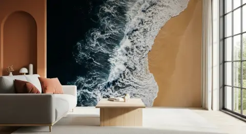Aerial Ocean Waves Beach Wall Mural